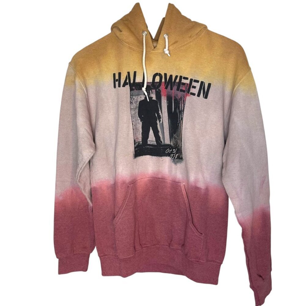Bioworld Men's S Hoodie John Carpenter's Halloween Tie-Dye Spooky Horror Graphic